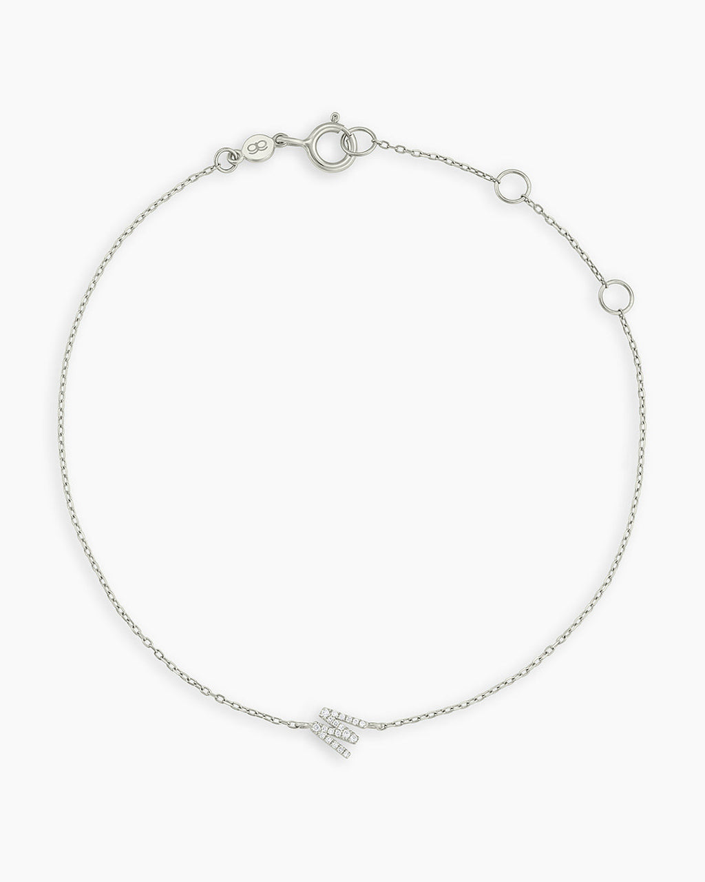 Diamond Pavé Alphabet Bracelet #W || option::14K Solid White Gold, W