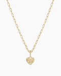 Vintage Heart Alphabet Charm Necklace - A || option::18K Gold Plated, A