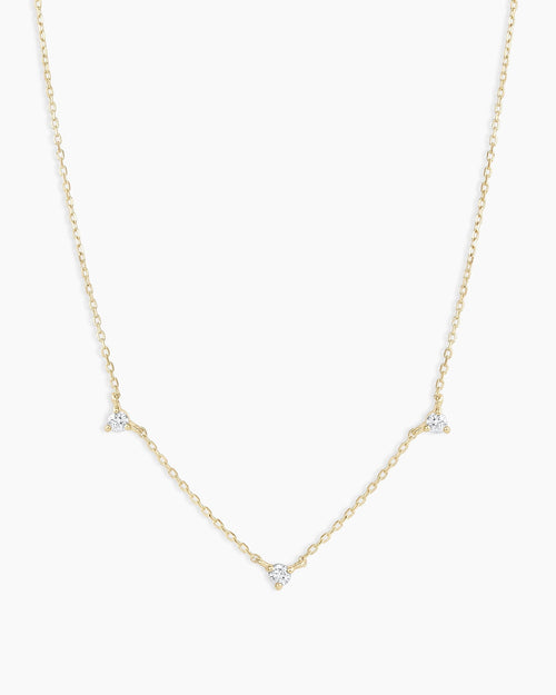 Diamond Eve NecklaceDiamond trio necklace daintyDiamond necklace || option::14K Solid Gold
