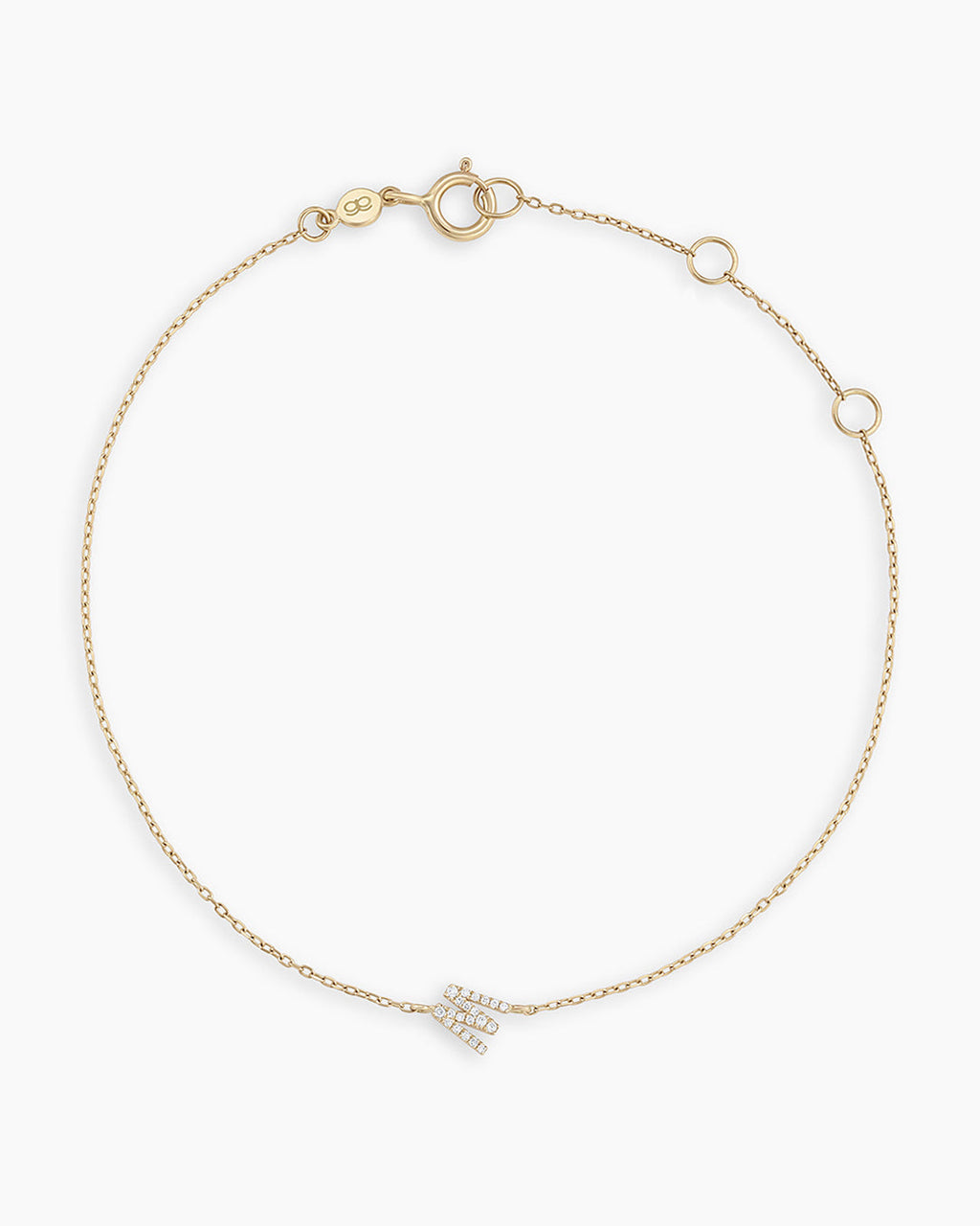 Diamond Pavé Alphabet Bracelet #W || option::14K Solid Gold, W