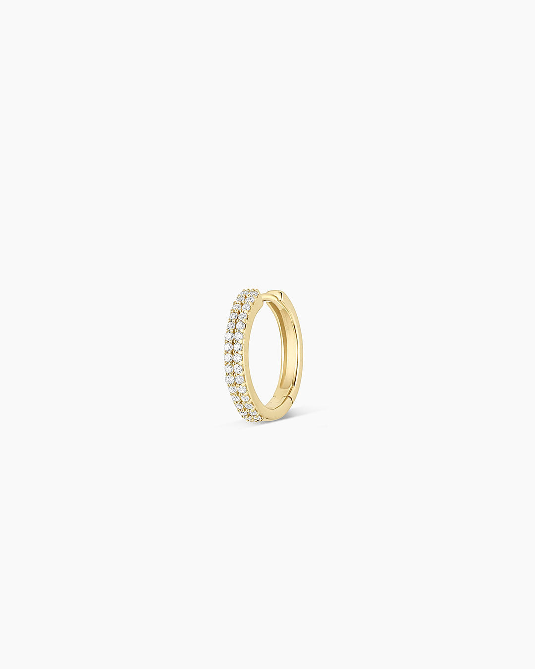 Diamond Double Down Huggies || option::14K Solid Gold, 13mm