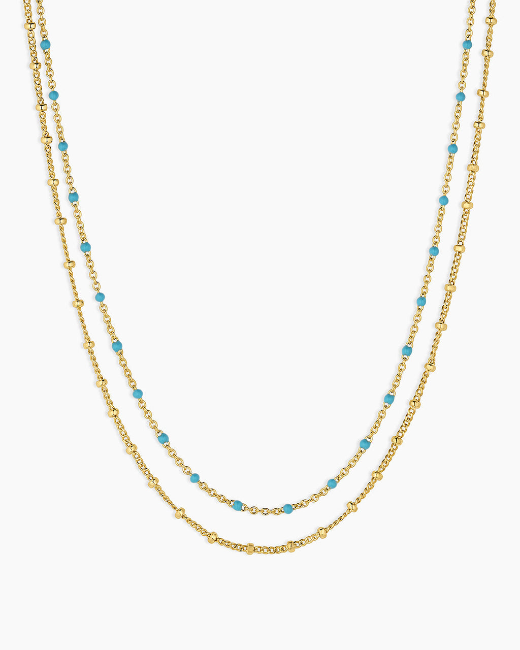 Capri Layer Necklace in Turquoise || option::18K Gold Plated