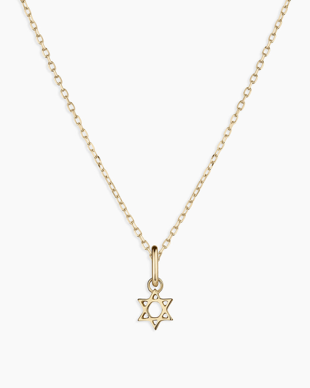 14K Gold Star of David Charm Necklace || option::14K Solid Gold