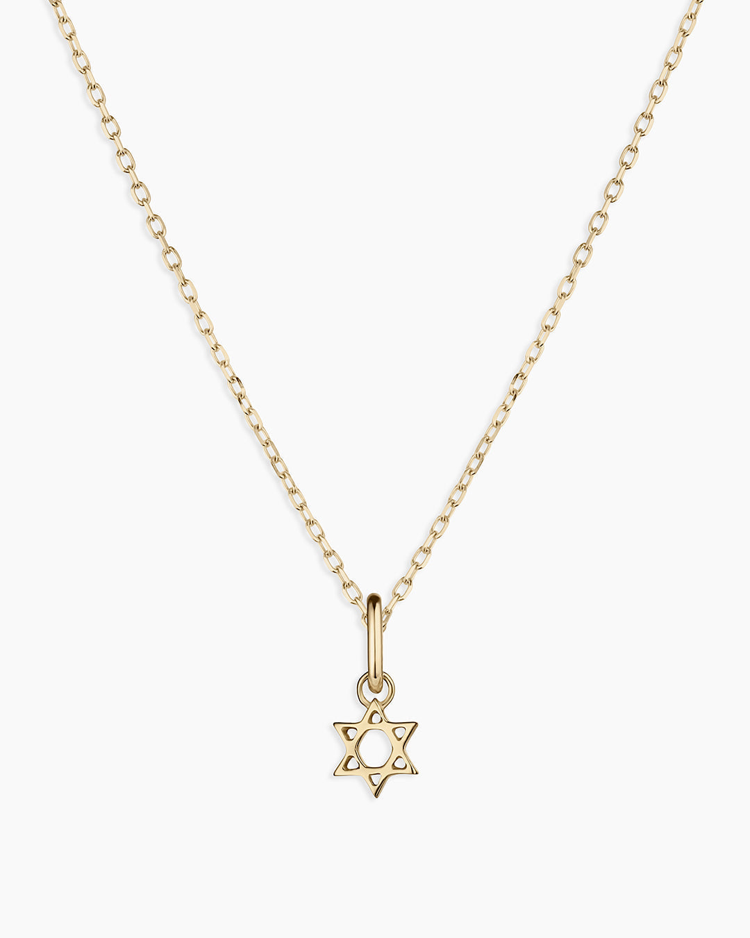 14K Gold Star of David Charm Necklace || option::14K Solid Gold