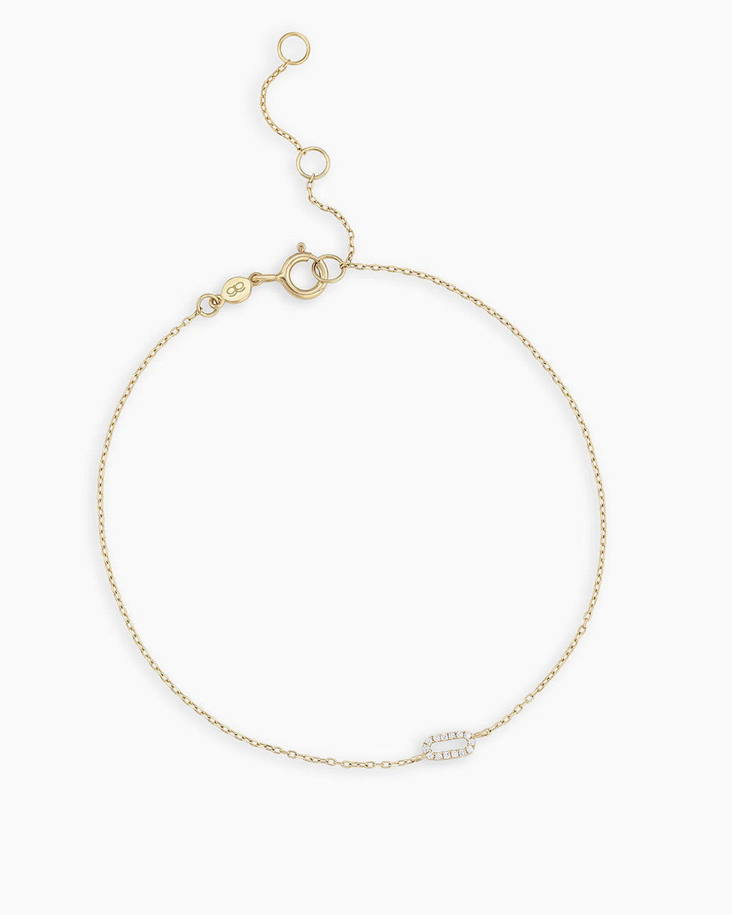Diamond Pavé Alphabet Bracelet #O|| option::14K Solid Gold, O
