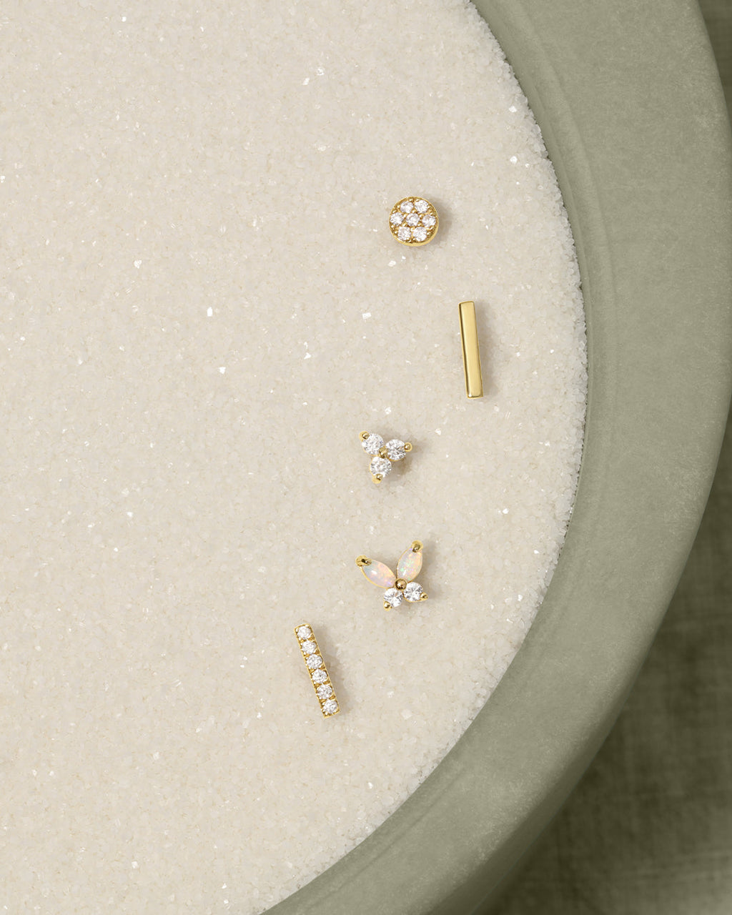 Diamond Pave Studs || option::14K Solid Gold