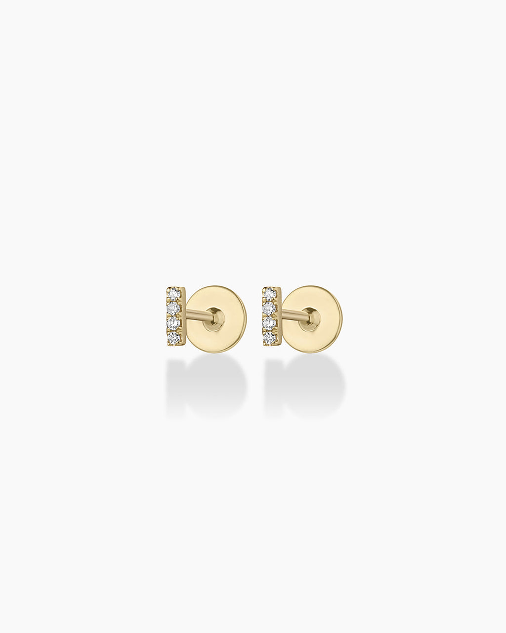 Diamond Pave Bar Flat Back Studs || option::14K Solid Gold