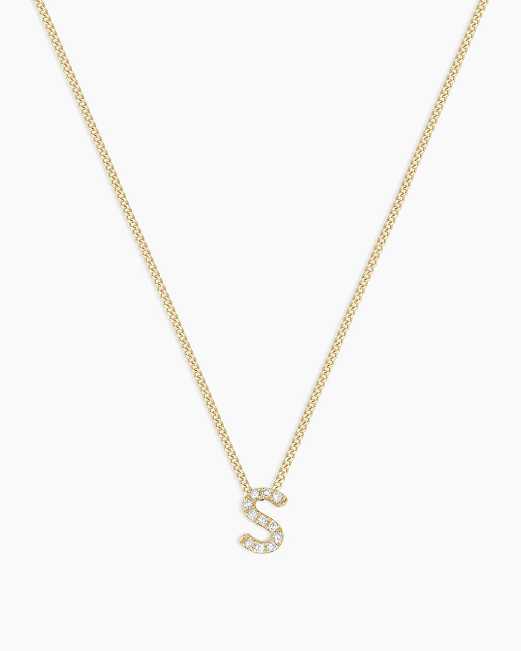 Diamond Alphabet Necklace || option::14K Solid Gold, S