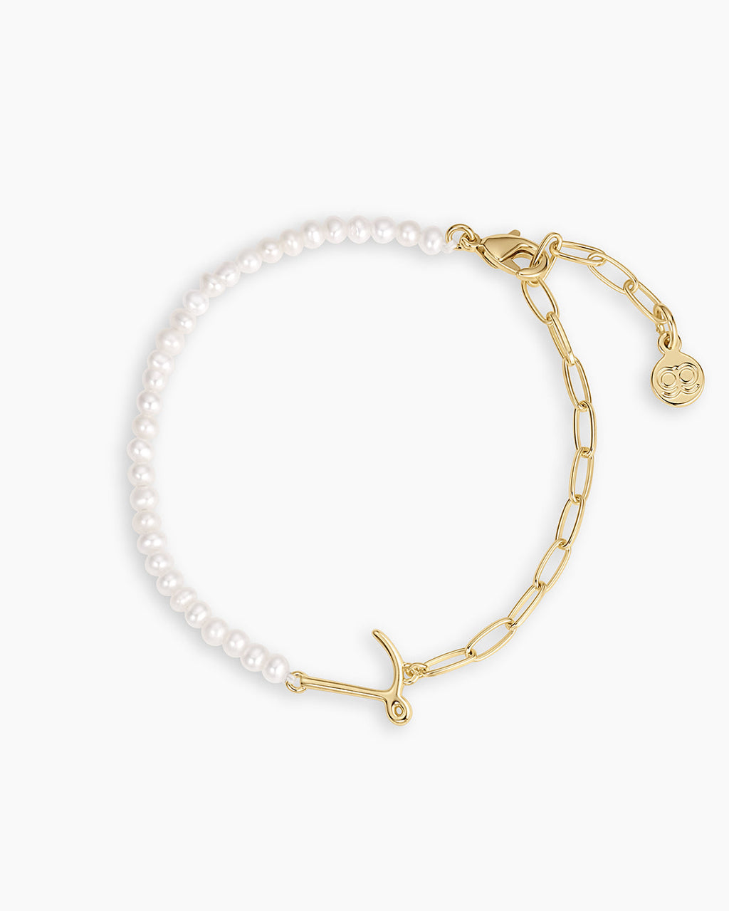 Lou Pearl Alphabet Bracelet || option::18K Gold Plated, L