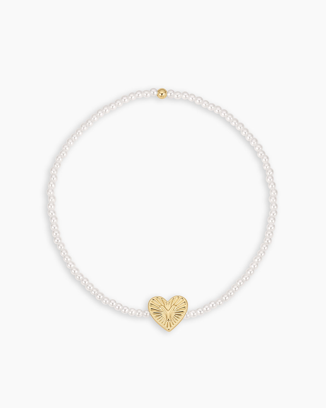 Pearl Vintage Heart Alphabet Bracelet || option::18K Gold Plated, Y
