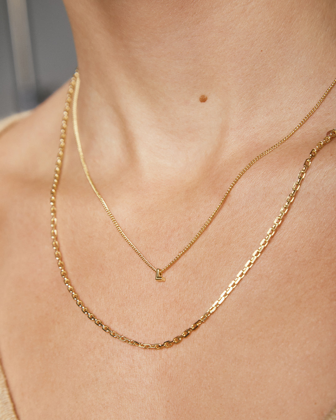 Wilder Mini Alphabet Necklace || option::18K Gold Plated, M