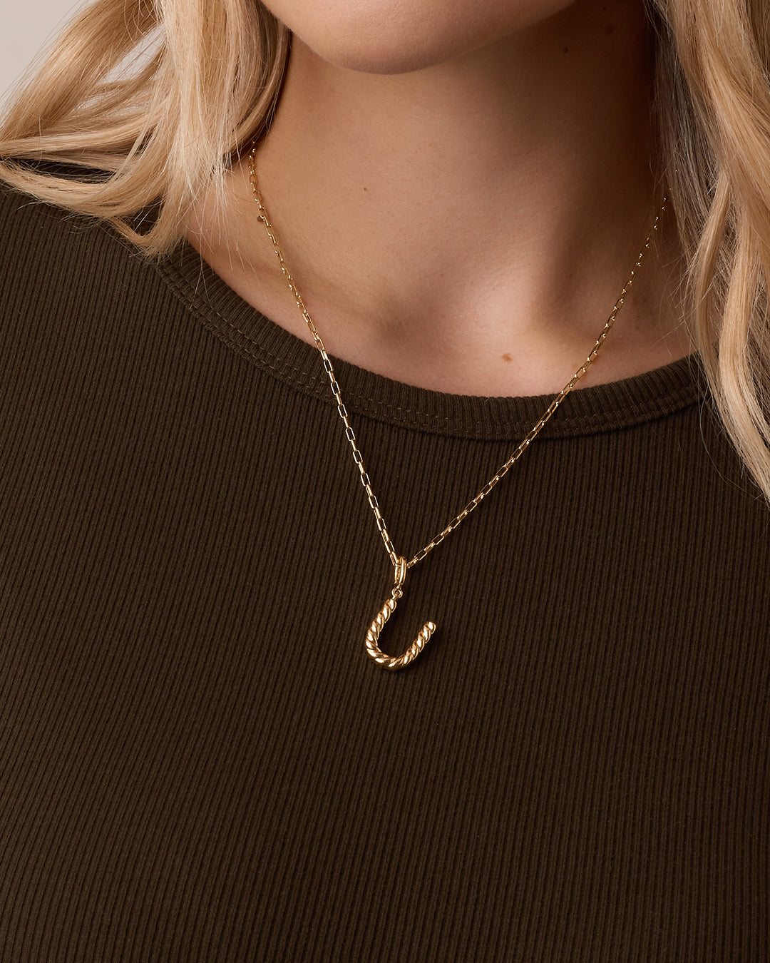 Crew Alphabet Statement Charm || option::18K Gold Plated, U