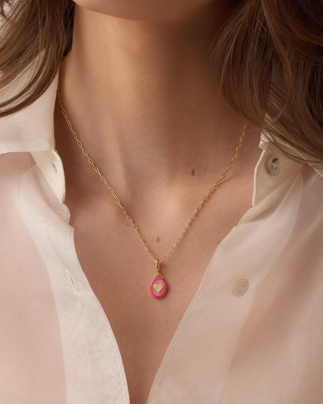 Power Gemstone Parker Charm Necklace Love || option::18K Gold Plated