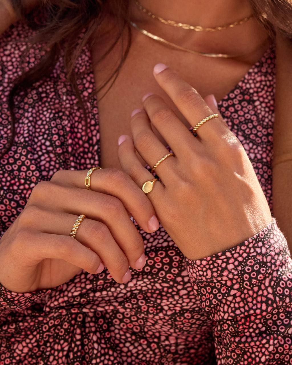 Crew Ring set twisted 18K Gold Plated Ring || option::18K Gold Plated || set::crew-ring-set-stl