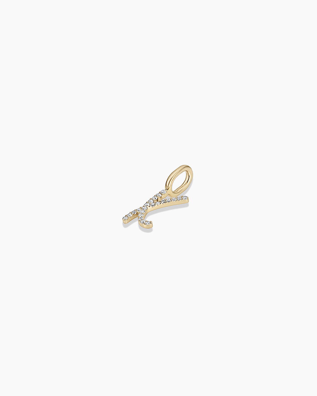 Diamond Script Alphabet Charm || option::14K Solid Gold, X