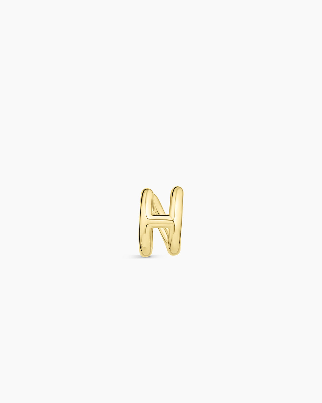 Alphabet Huggie || option::18K Gold Plated, H