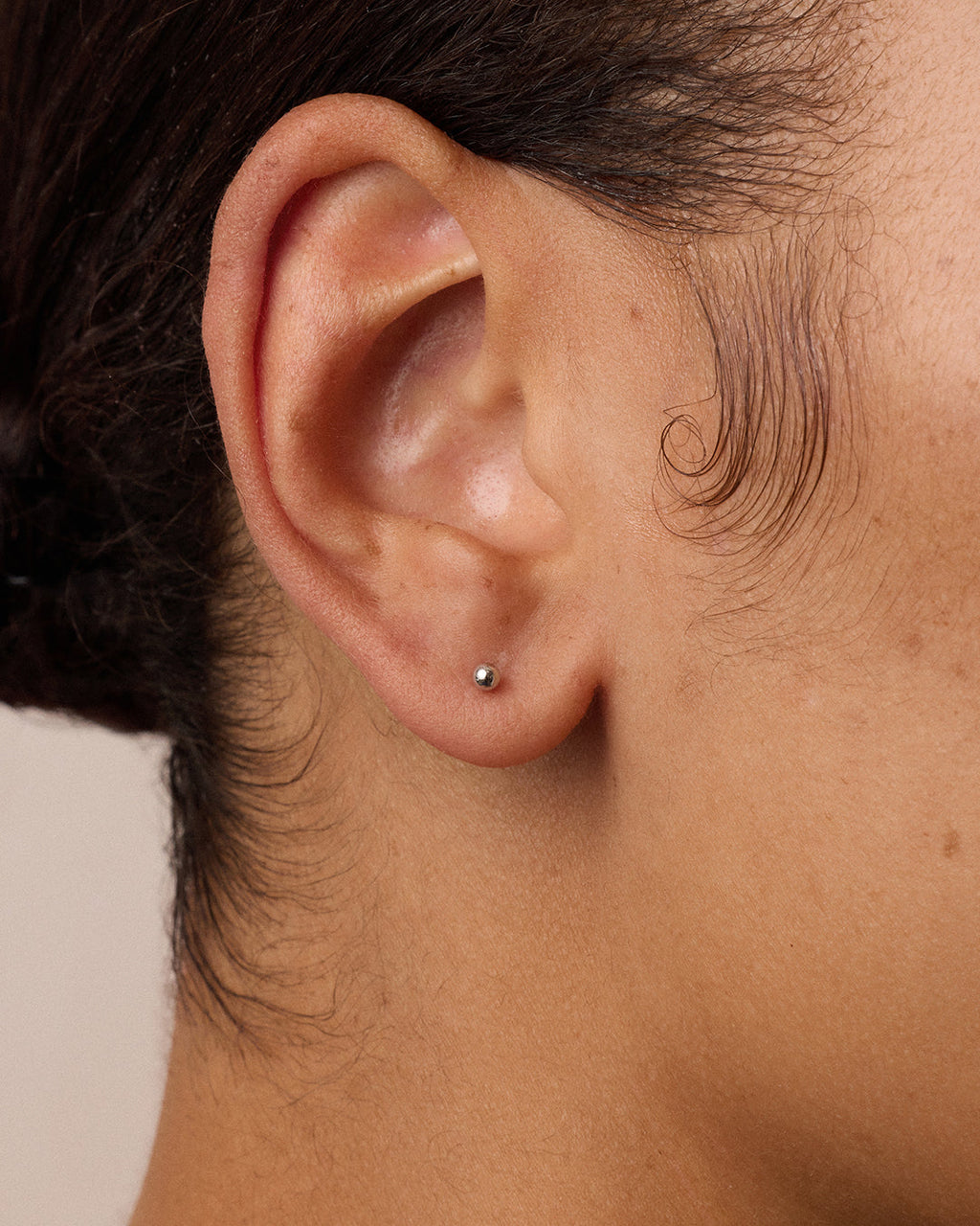 14K Gold Newport Flat Back Single Stud || option::14K Solid White Gold