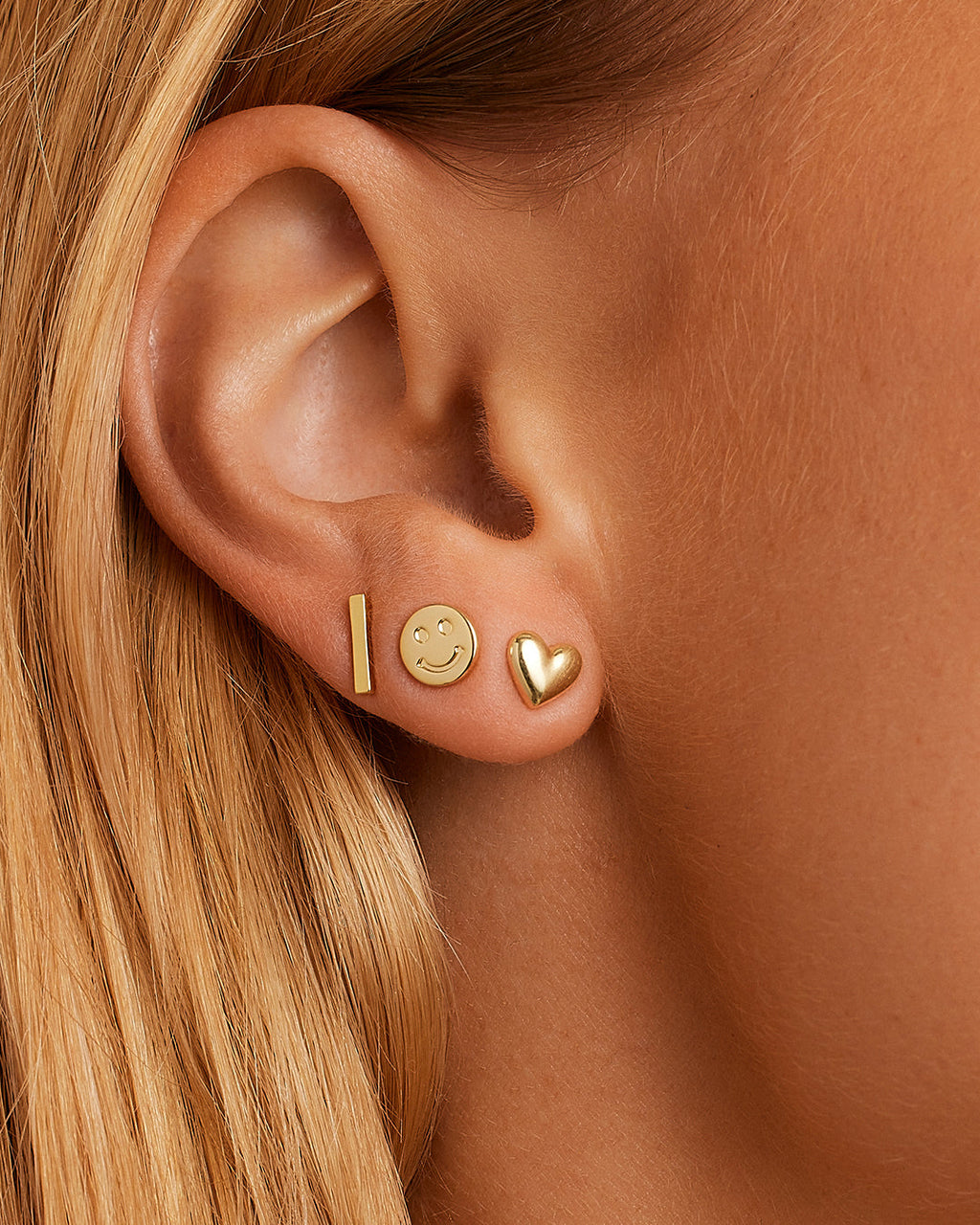 Heart Charm Stud || option::18K Gold Plated, Heart