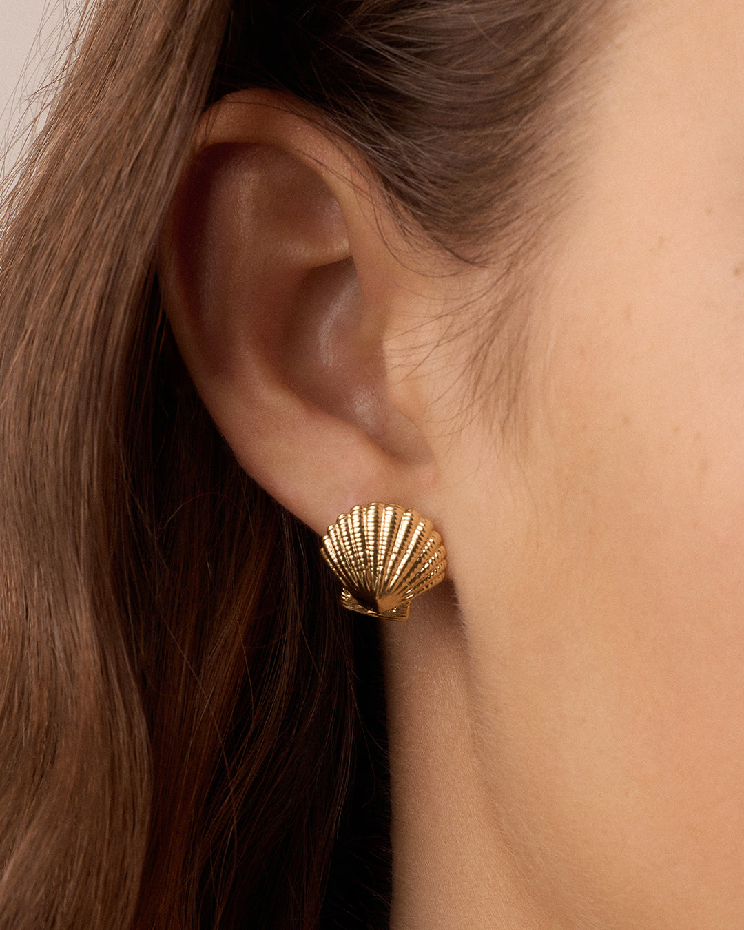 Shell Statement Studs || option::18K Gold Plated