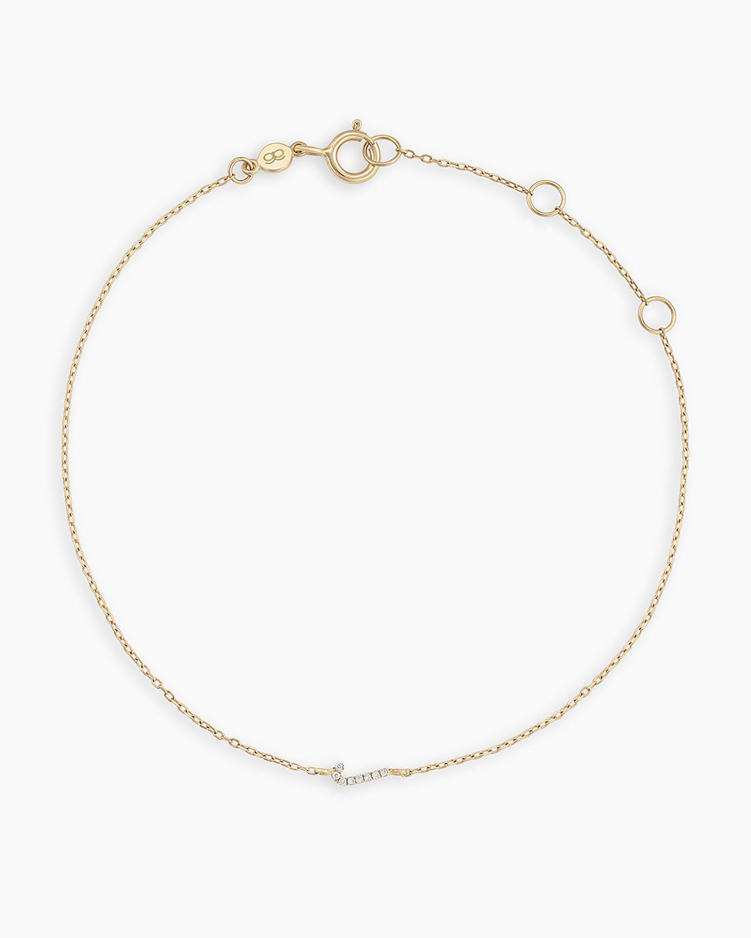 Diamond Pavé Alphabet Bracelet #J || option::14K Solid Gold, J