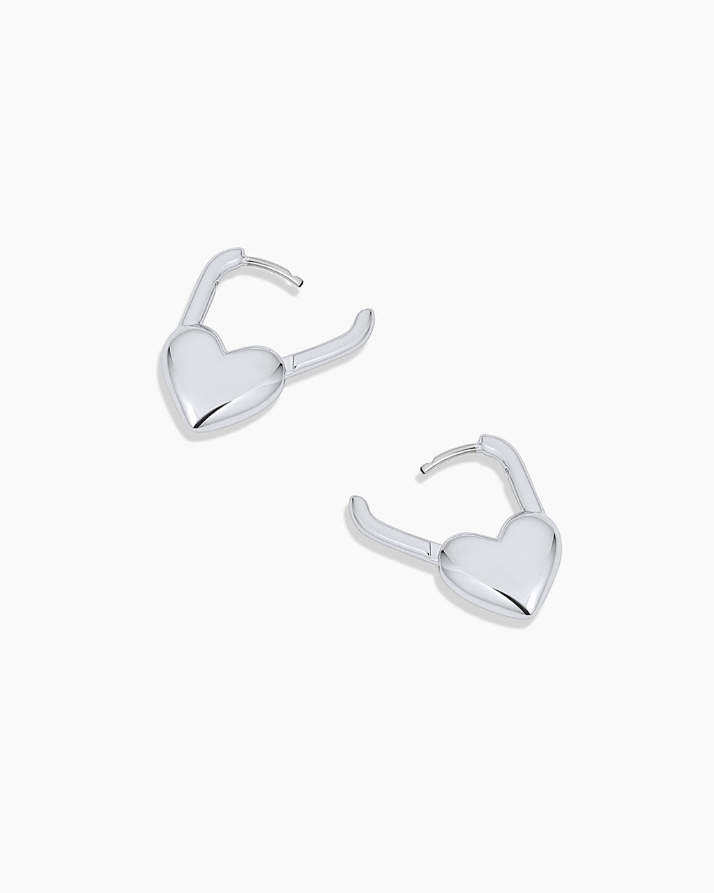 Heart Padlock Huggies || option::Silver Plated