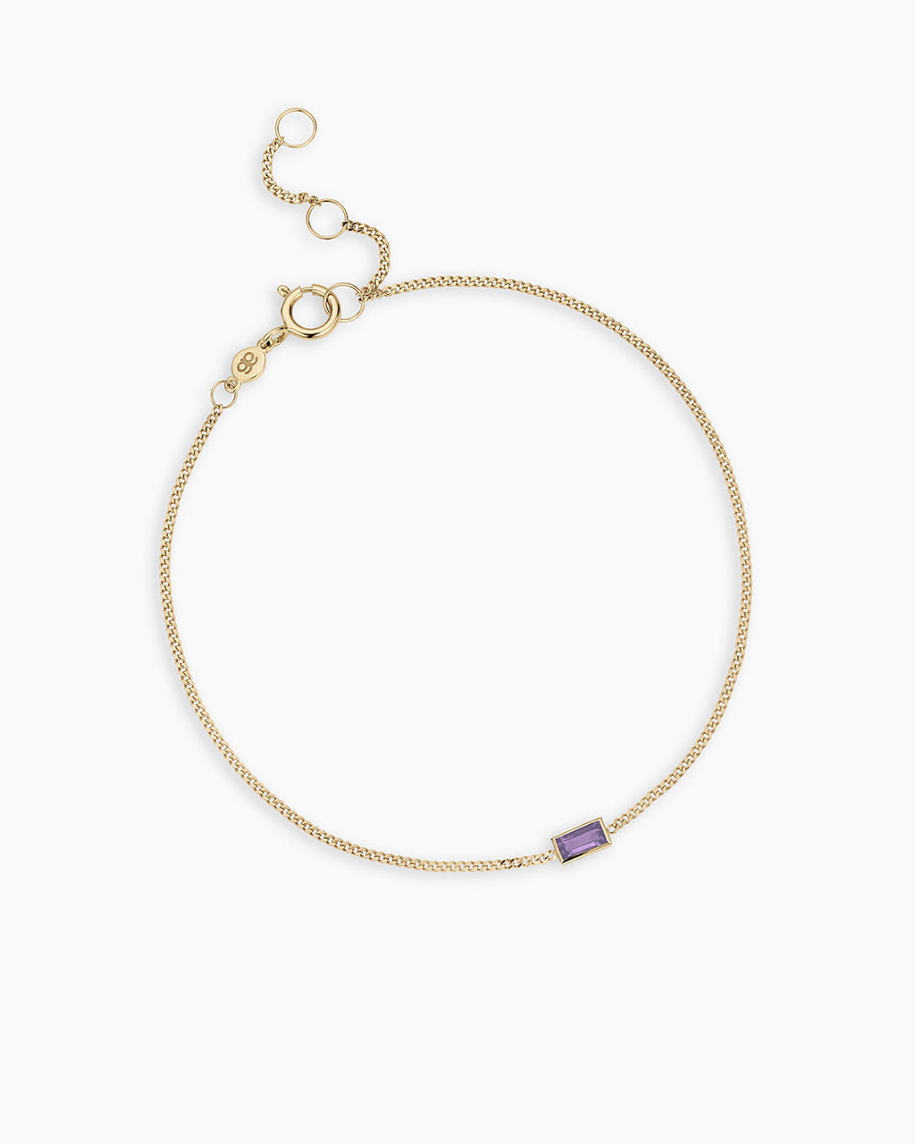 x14K Gold Wilder Birthstone Bracelet || option::14K Solid Gold, Amethyst - February