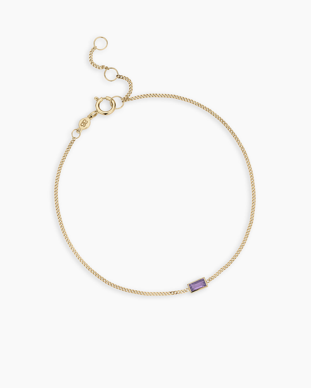 x14K Gold Wilder Birthstone Bracelet || option::14K Solid Gold, Amethyst - February