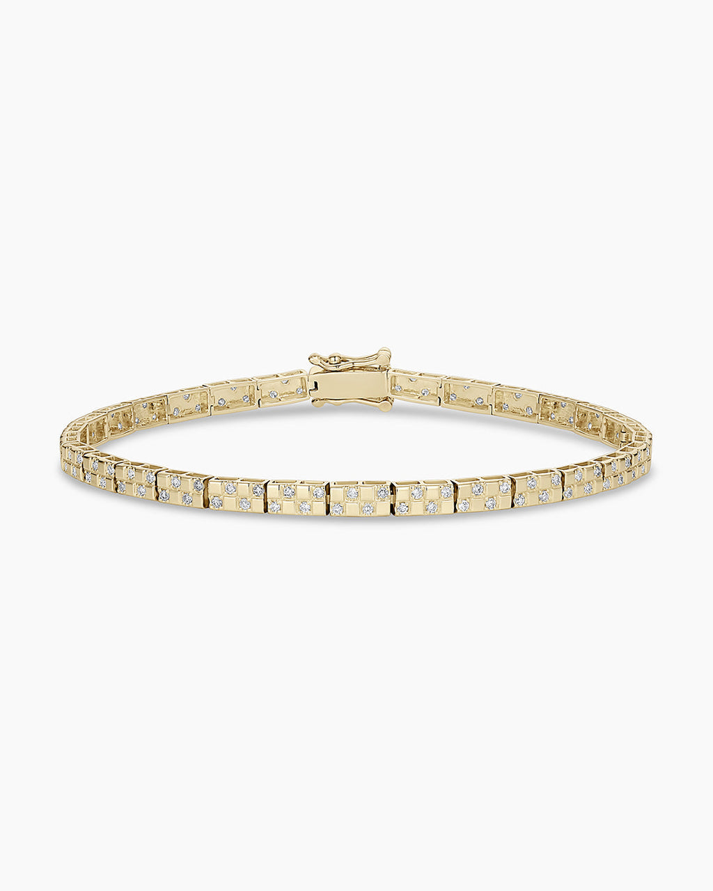 Diamond Checkered Tennis Bracelet || option::14K Solid Gold, 6.5 in.