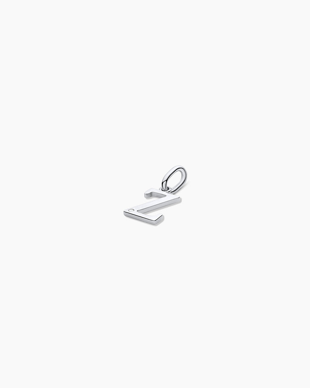 Diamond Vintage Alphabet Charm || option::14K Solid White Gold, Z