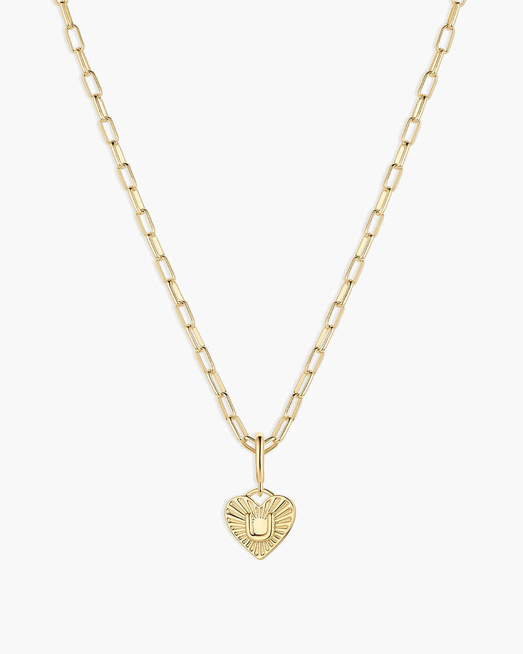 Vintage Heart Alphabet Charm Necklace -  U || option::18K Gold Plated, U