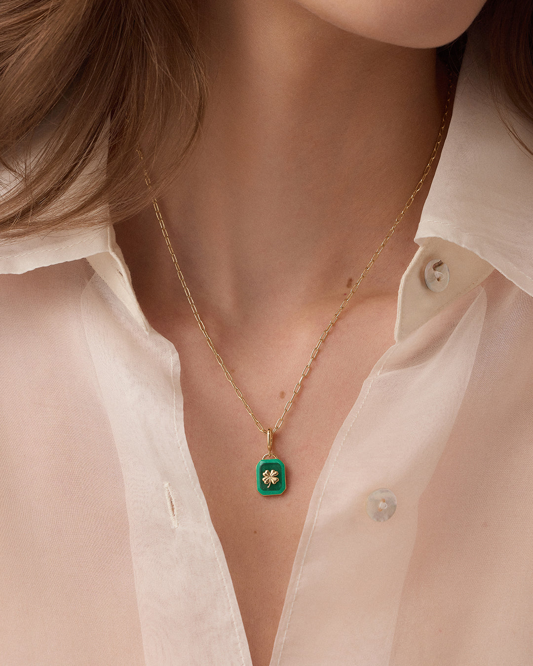 Power Gemstone Parker Charm Necklace Luck || option::18K Gold Plated
