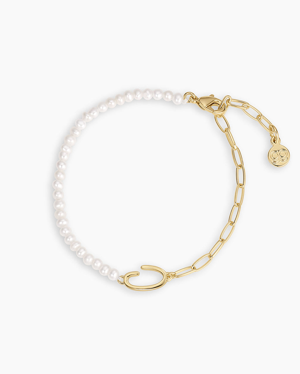 Lou Pearl Alphabet Bracelet || option::18K Gold Plated, C