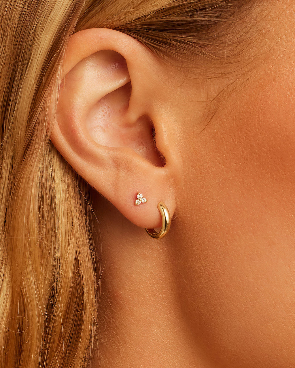 14K Gold Lou Helium Huggie || option::14K Solid Gold, 11mm || set::14K-gold-lou-helium-huggies-stl
