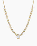 Lab Grown Diamond Pear Charm Row Necklace || option::14K Solid Gold