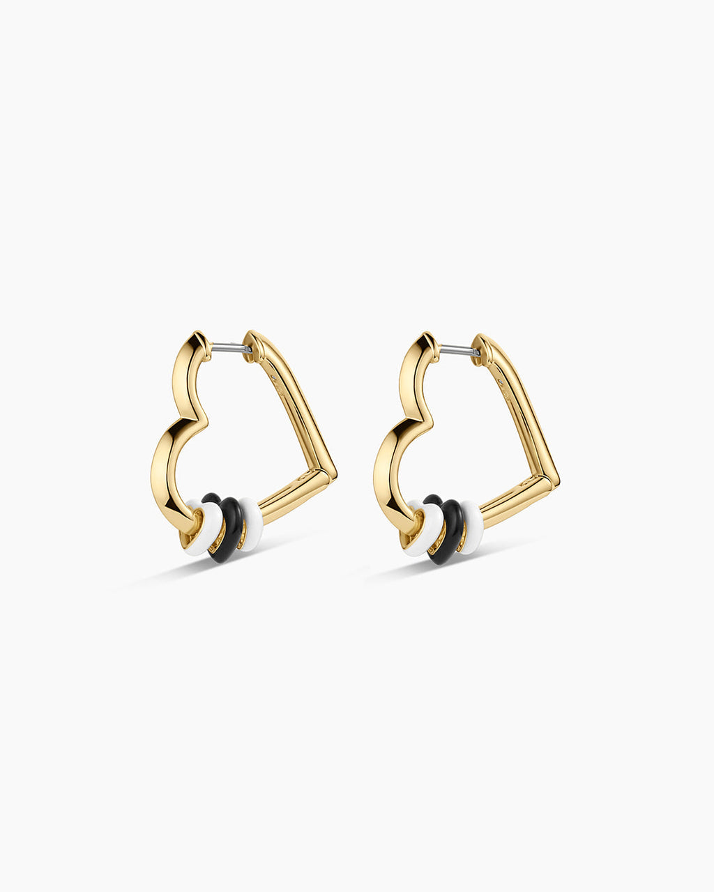 Campbell Heart Bead Hoops || option::18K Gold Plated, Black