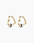 Campbell Heart Bead Hoops || option::18K Gold Plated, Black