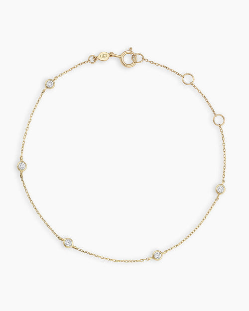 Classic Five Diamond Bracelet || option::14K Solid Gold