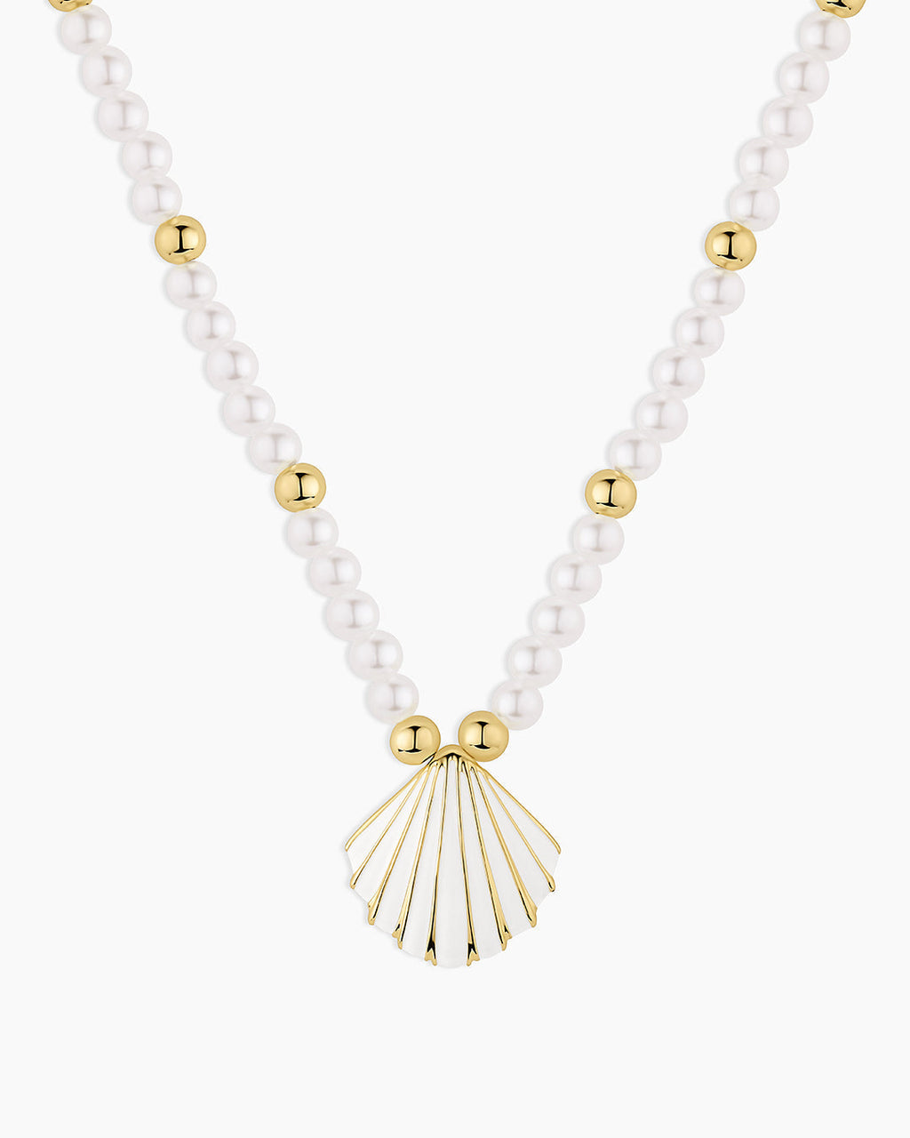 Scallop Pearl Necklace || option::18K Gold Plated