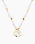 Scallop Pearl Necklace || option::18K Gold Plated