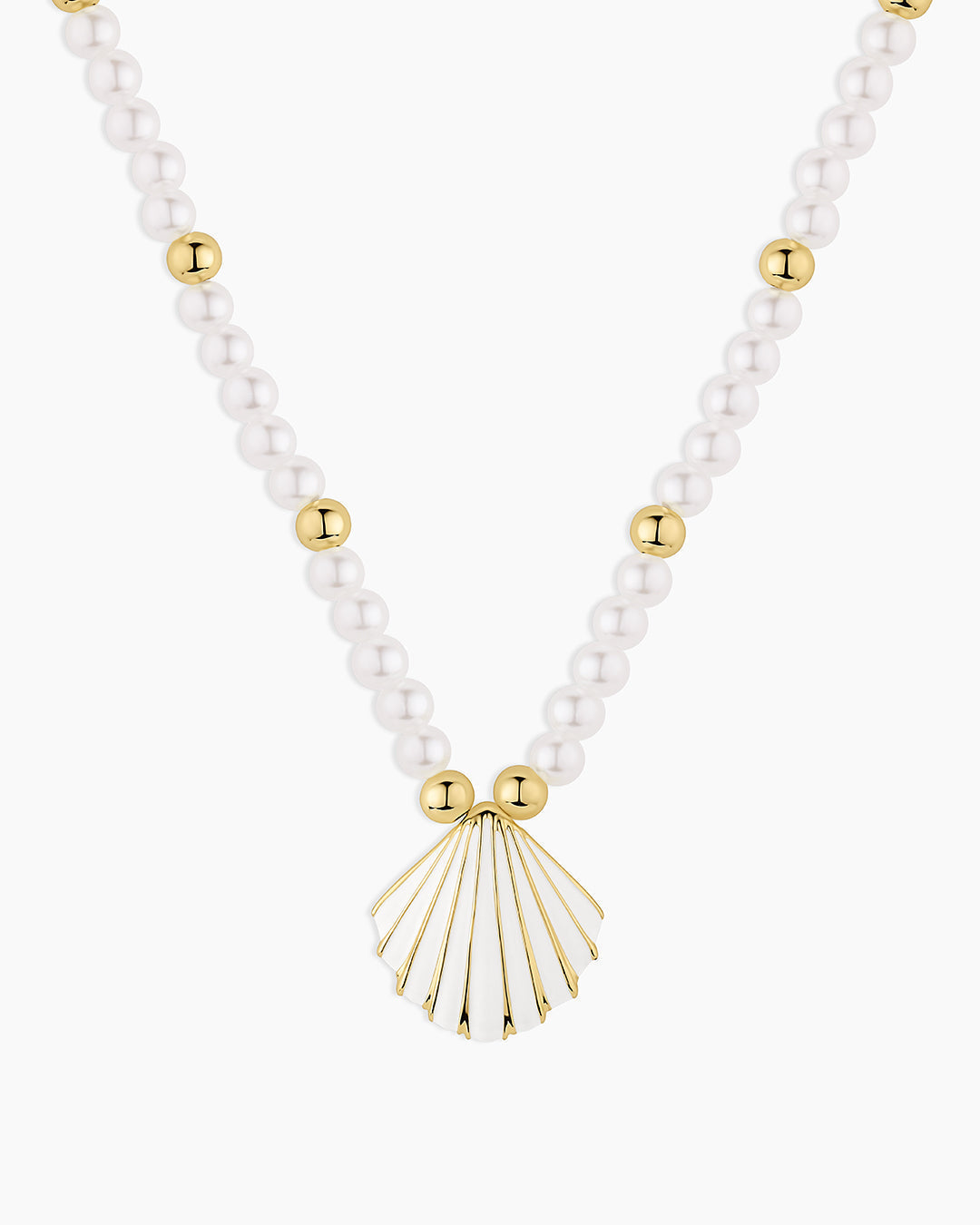 Scallop Pearl Necklace || option::18K Gold Plated