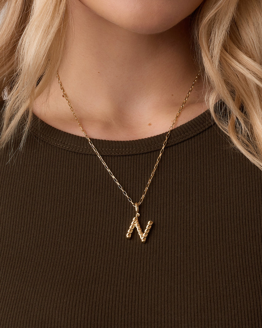 Crew Alphabet Statement Charm || option::18K Gold Plated, N