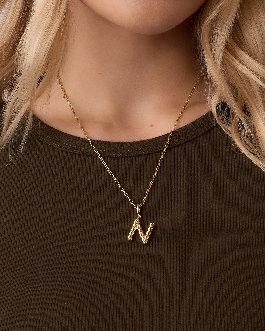 Crew Alphabet Statement Charm || option::18K Gold Plated, N