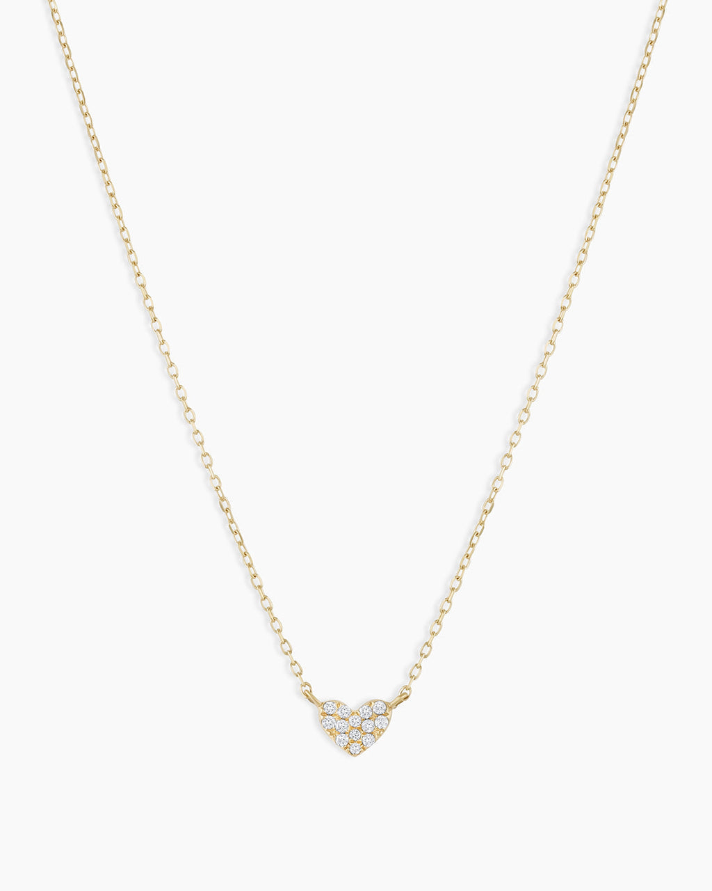 Diamond Pave Heart Charm Necklace || option::14K Solid Gold