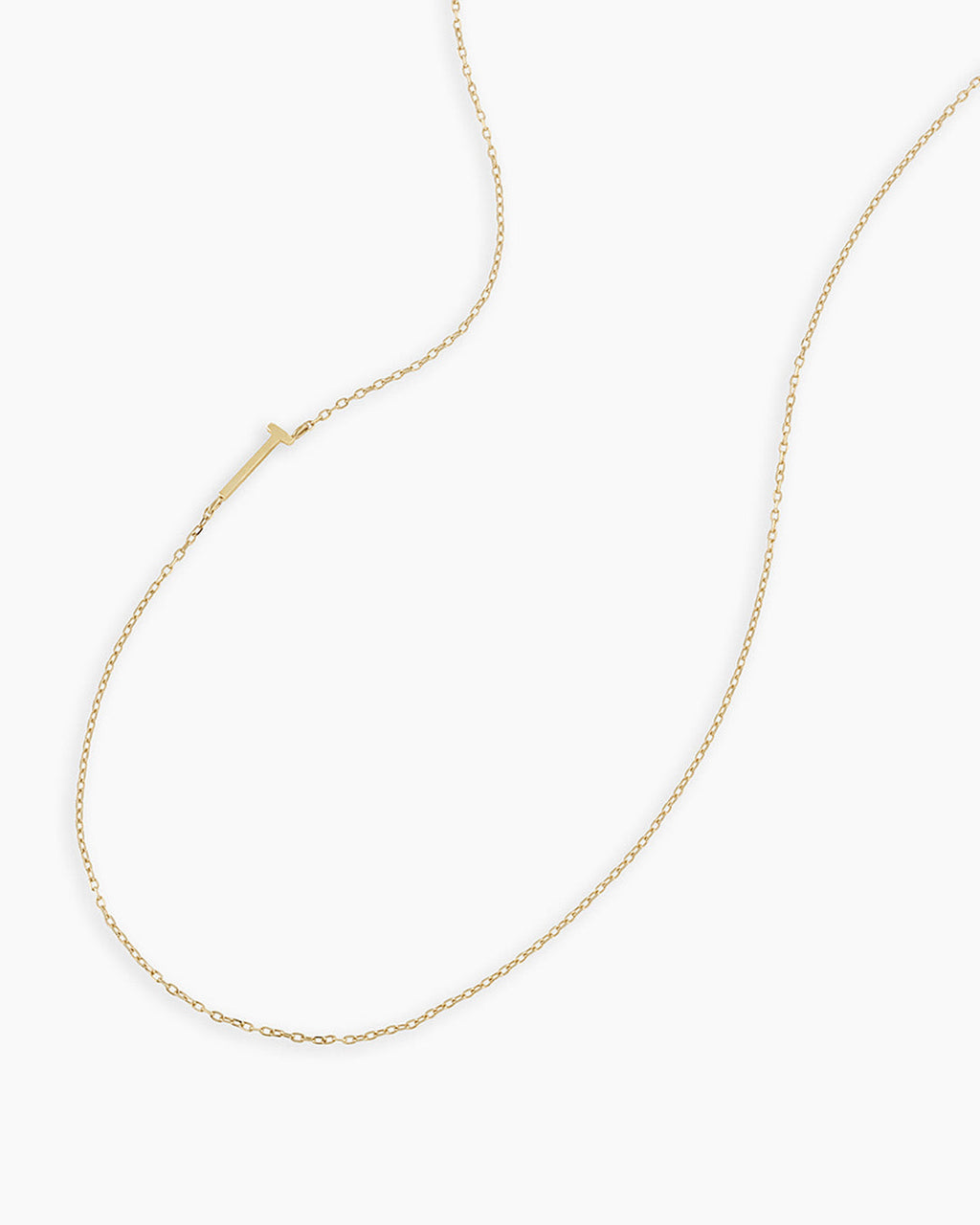 Alphabet Necklace || option::14K Solid Gold, T