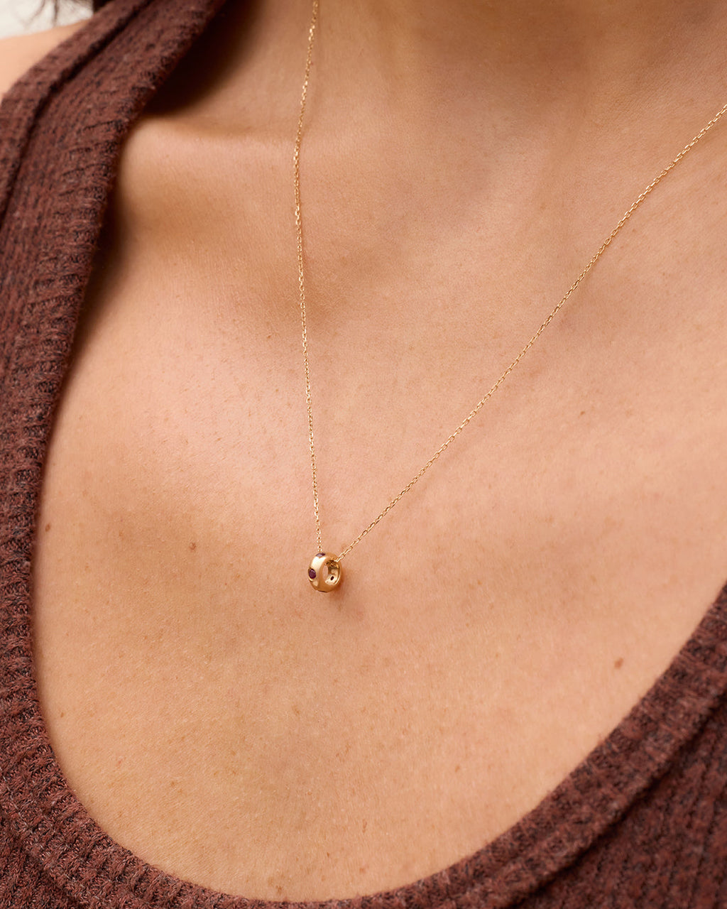 14K Gold Birthstone Halo Charm || option::14K Solid Gold, Ruby - July