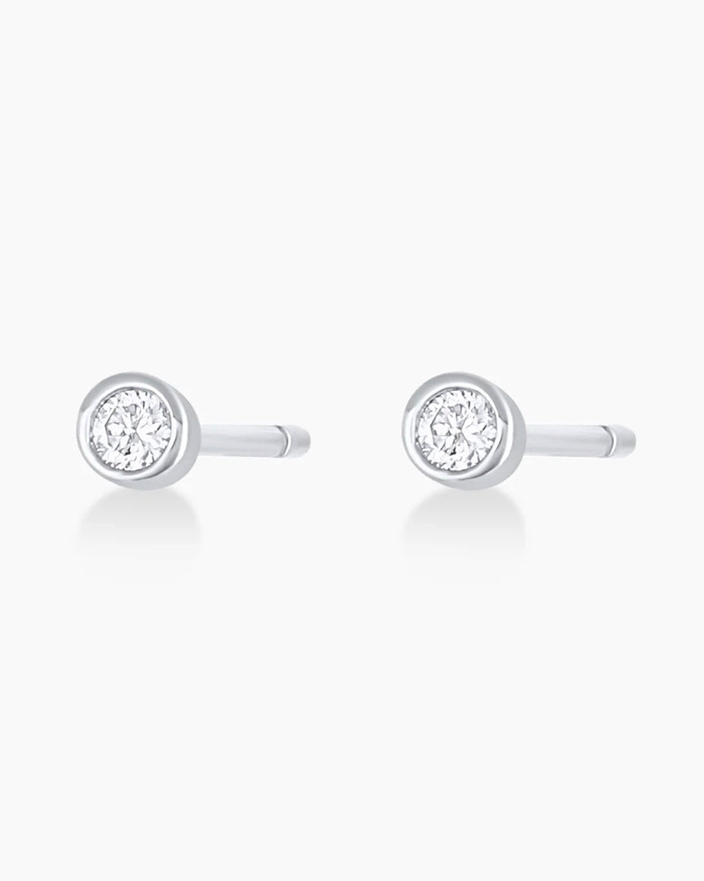 Classic Diamond Studs || option::14K Solid White Gold
