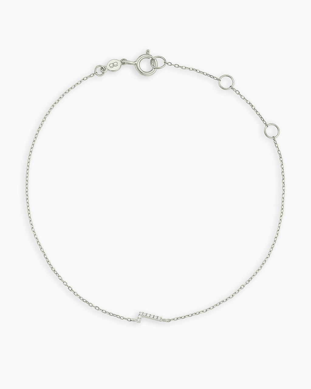 Diamond Pavé Alphabet Bracelet #L || option::14K Solid White Gold, L