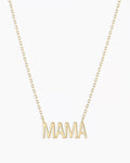 Woman wearing Mama Necklace || option::14K Solid Gold
