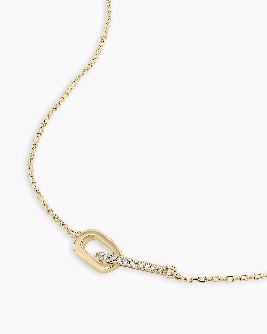 Diamond Bond Interlocking Link Necklace || option::14K Solid Gold, Single