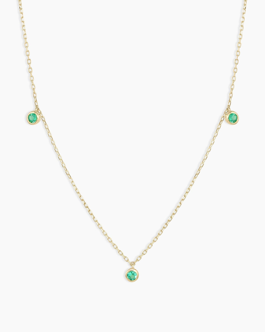 Classic Emerald Trio Necklace || option::14K Solid Gold
